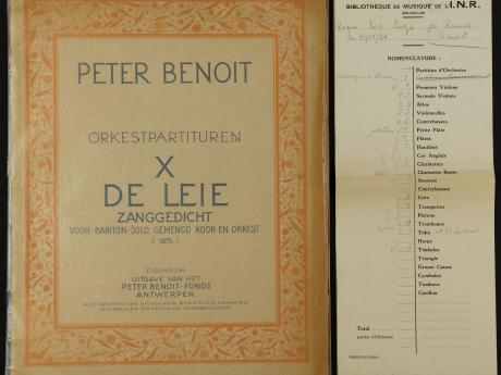 Ontleningsbriefje voor "De Leie" van Peter Benoit van het N.I.R. (Archief Muziekacademie Ronse, C574)