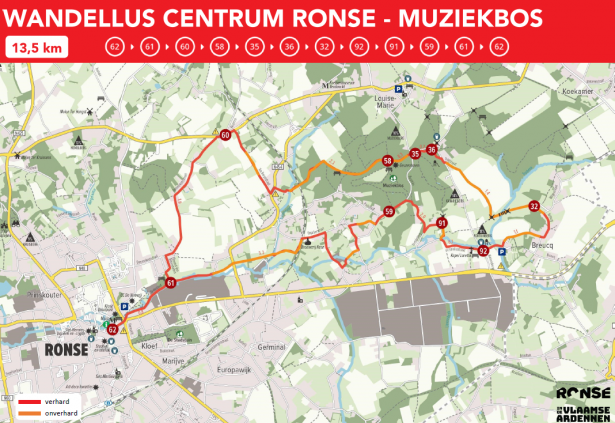 Wandelroute centrum - Muziekbos